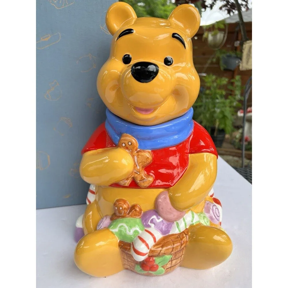 Disney Winnie The Pooh Candyland Christmas Cookie Jar Original Box 12” 1997
